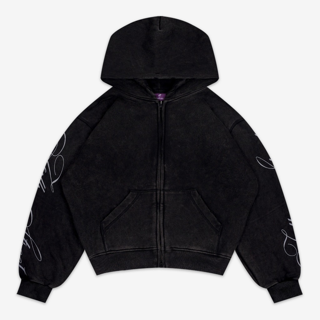 Zip Hoodie Fitted Fillingstreet - Steat Washed Black