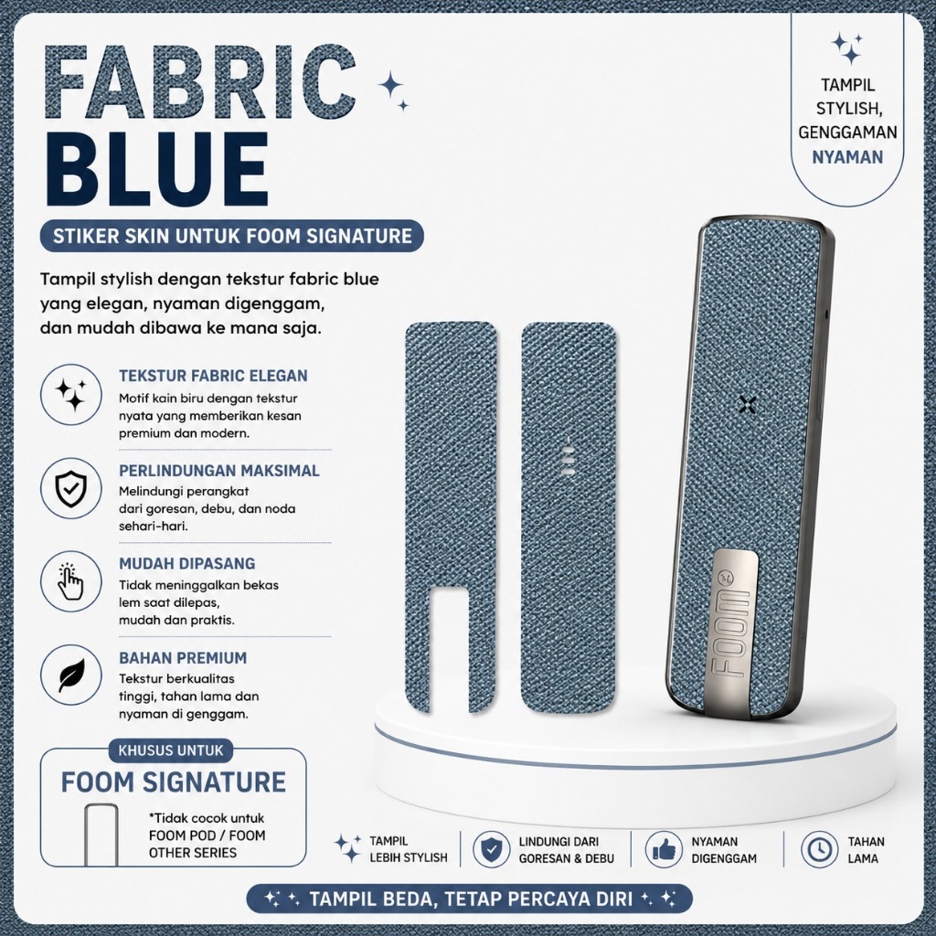 VSPIRIT Garskin Pod Foom Signature Motif Fabric Blue | Stiker Skin Premium Fabric Texture Design