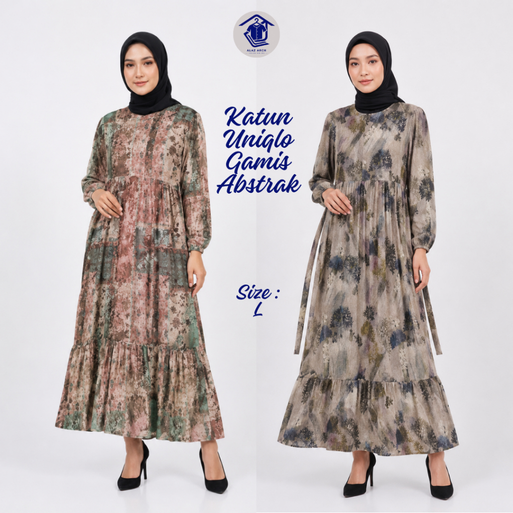 Katun Uniqlo Gamis Abstrak Wanita - Nyaman, Elegan, dan Modis