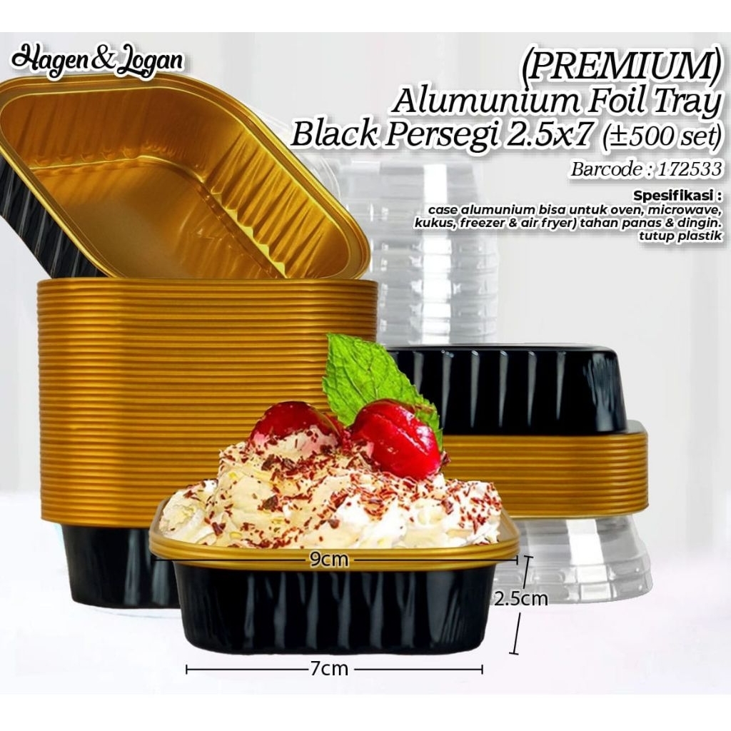 20set aluminium foil persegi / foil cup kotak / cup oven / wadah tahan panas