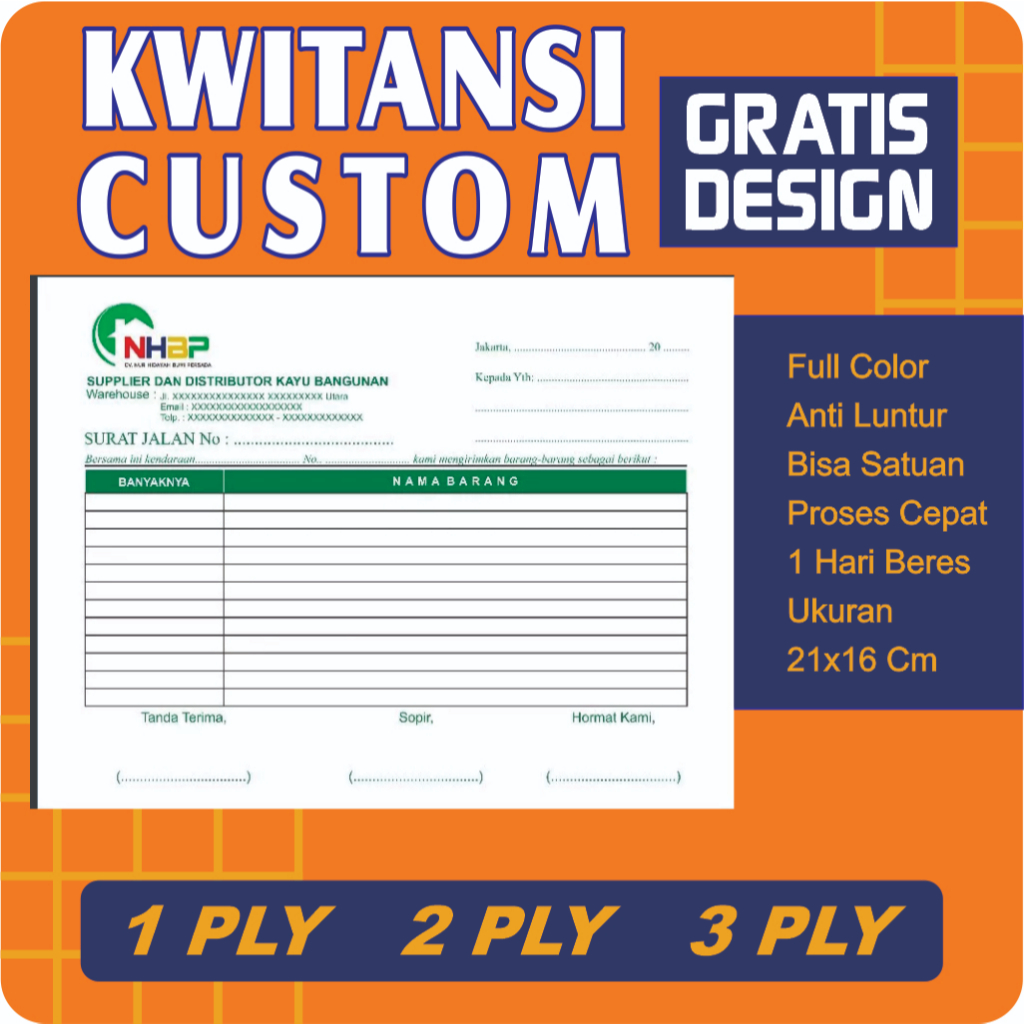 PROMO Murah Kwitansi Custom 1 PLY Pake Nama Sendiri