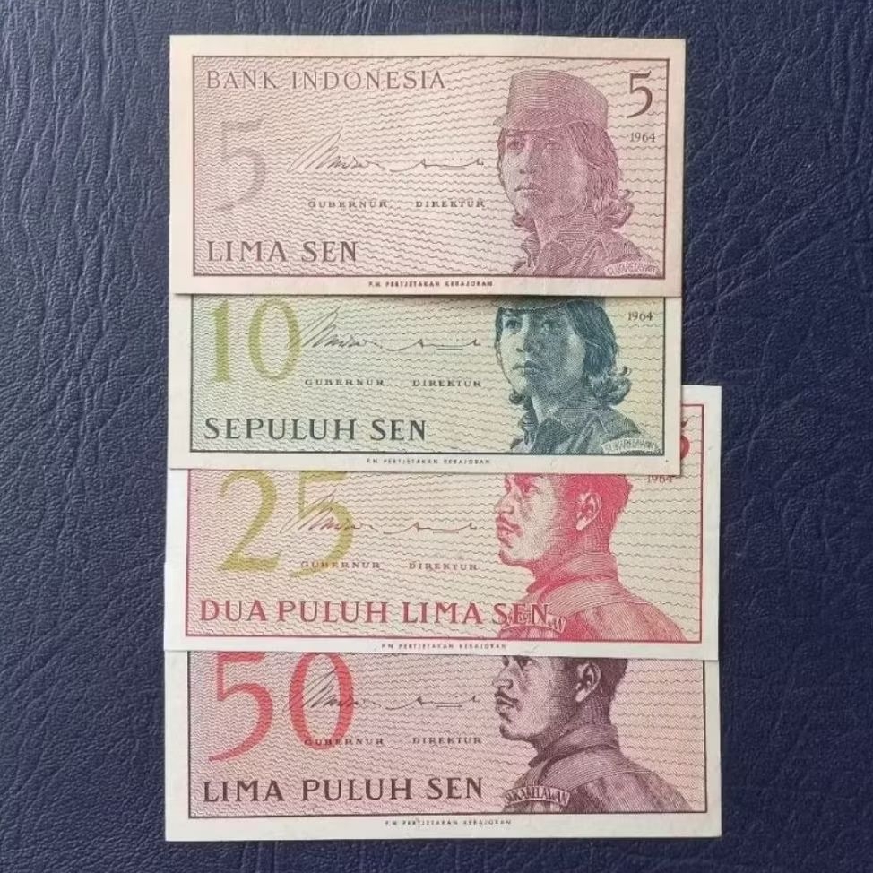 Kertas Kuno 5 10 25 dan 50 Sen Seri Sukarelawan