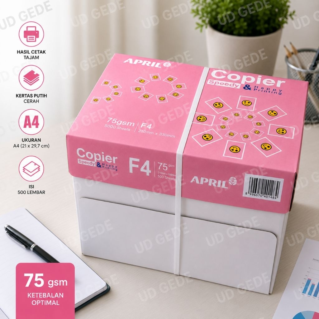 Kertas HVS A4 / F4 Dus 75 GSM April Happy Instant
