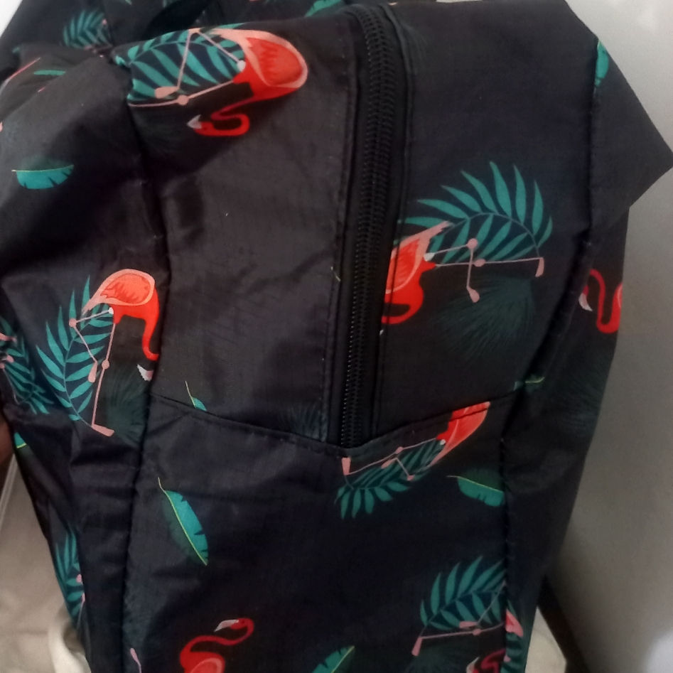 OBRAL Tas Travel Bag Jumbo Bisa Selip di Koper Bisa Dilipat PRELOVED Warna Hitam Pekat Motif Flaming
