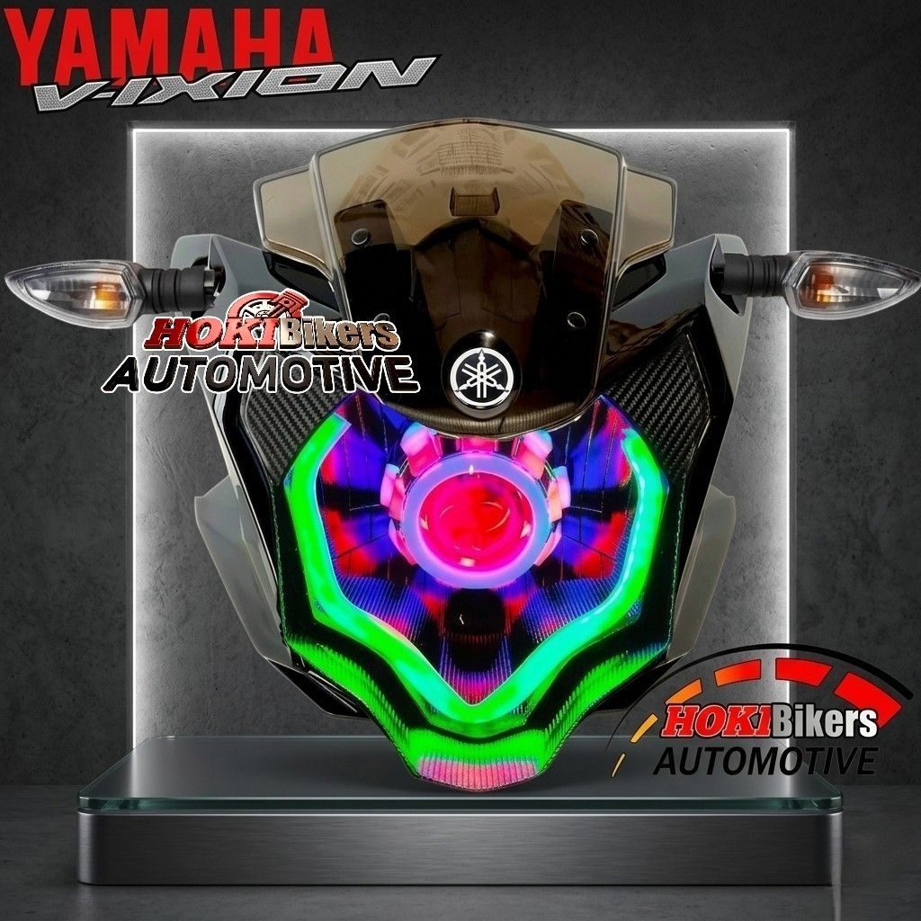 Headlamp Custom Vixion New NVA PNP NVL Lampu Projie LED RGB DRL Alis Running PNP Reflektor Lampu Dep