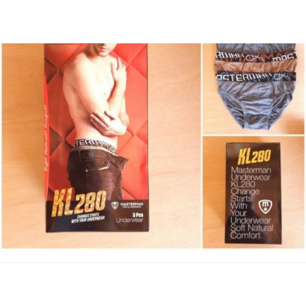 Masterman KL280 Underwear Pria 3 Pcs Nyaman dan Lembut dengan Desain yang Menarik