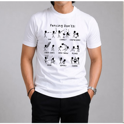 DILANKA Kaos Oversize Unisex Motif "FENCING DON’TS IN STICK FIGURES" 100% Cotton Combed 24s | Kaos D