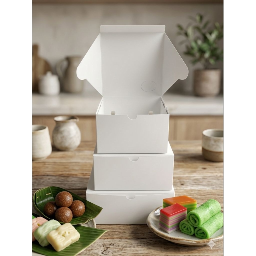 (50pcs 100pcs)Dus Snack Kue putih ivory / Dus Kue polos ivory ivori Uk. 12x12, 12x14 & 12x16 (50 dan
