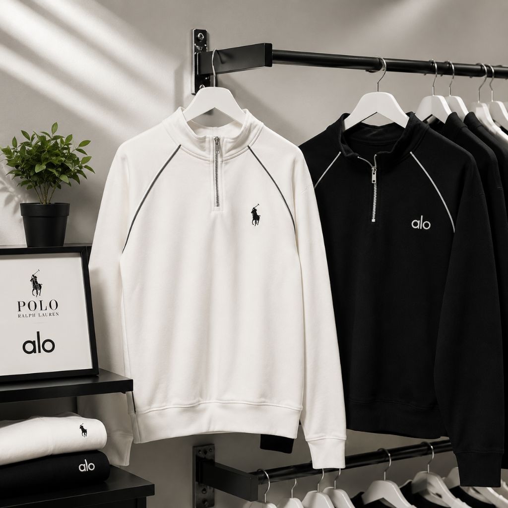 Sweater Zipper Nyala Wanita Kombinasi Logo Alo & Polo