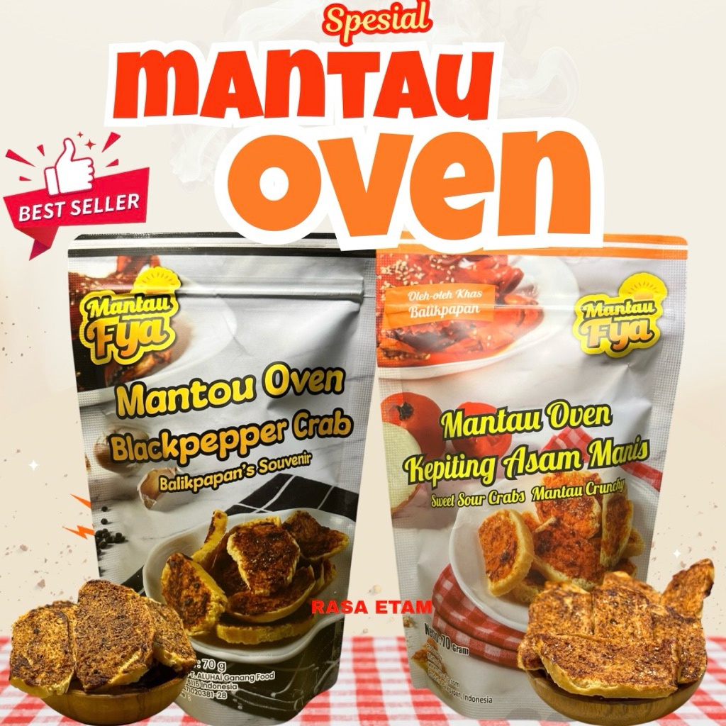 Mantau Oven Fya Oleh Oleh Khas Balikpapan Mantau Crunchy Rasa Kepiting Asam Manis & Blackpepper Crab