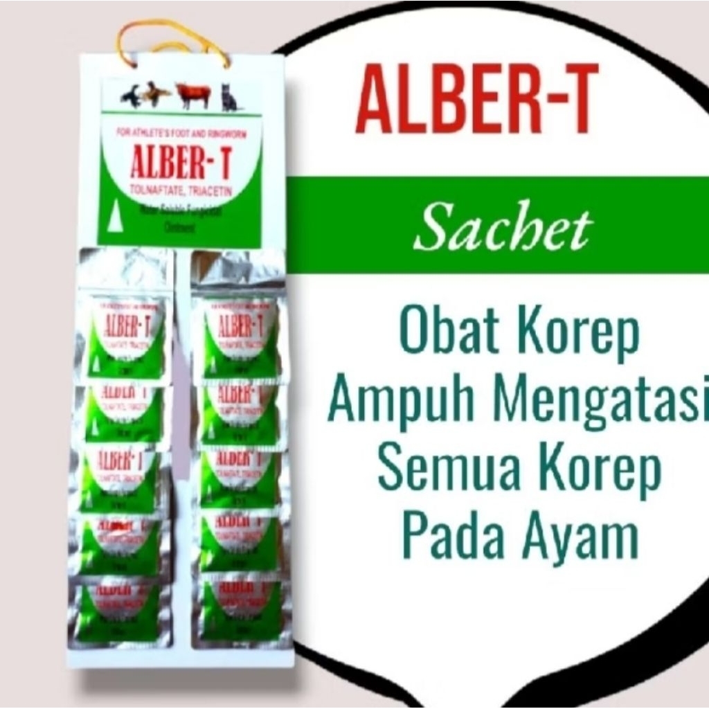 Albert saset salep obat ayam kena penyakit kulit kurap bubul bekas luka jamur sachet