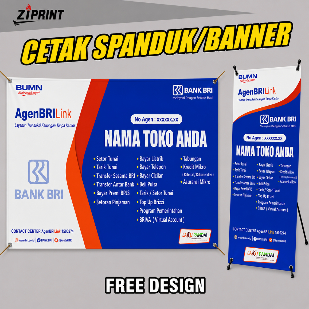 spanduk banner BRILink custom cetak banner spanduk baliho satuan grosir
