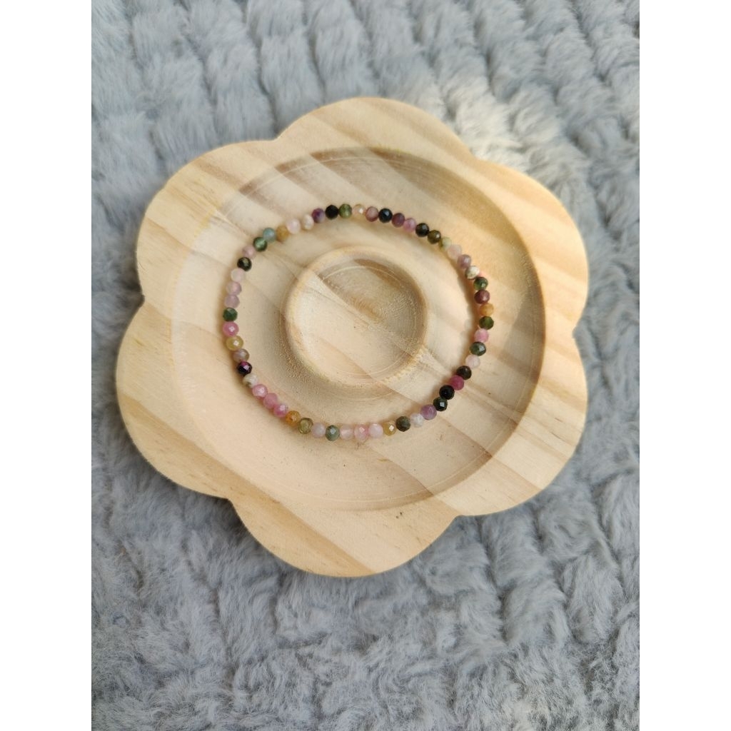 Gelang Tourmaline Batu Alam Natural Faceted 3mm