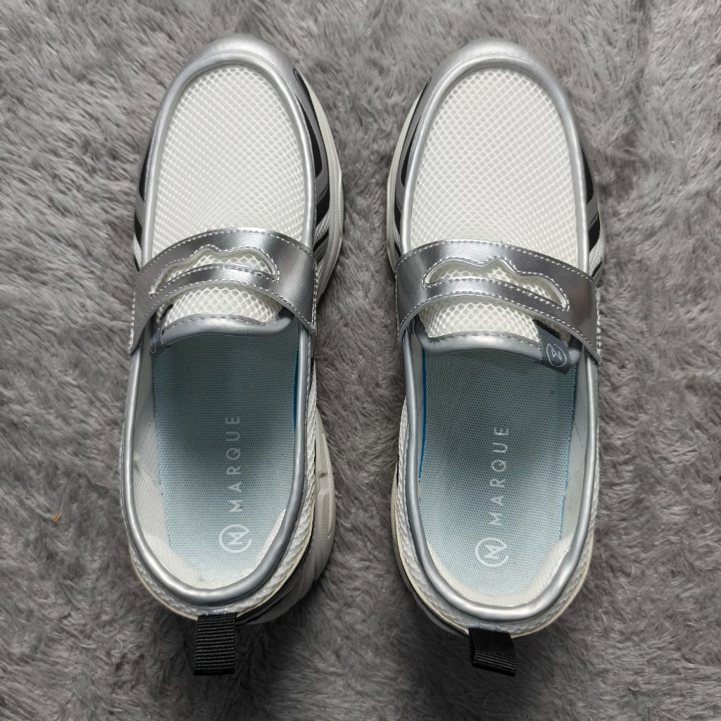 [New] Marque - Sepatu Sneakers Loafers Sports Aeroflex - Silver