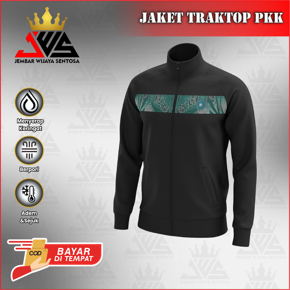 Jaket Tracktop PKK Pria Wanita - JWS - BAHAN DIADORA BLACK