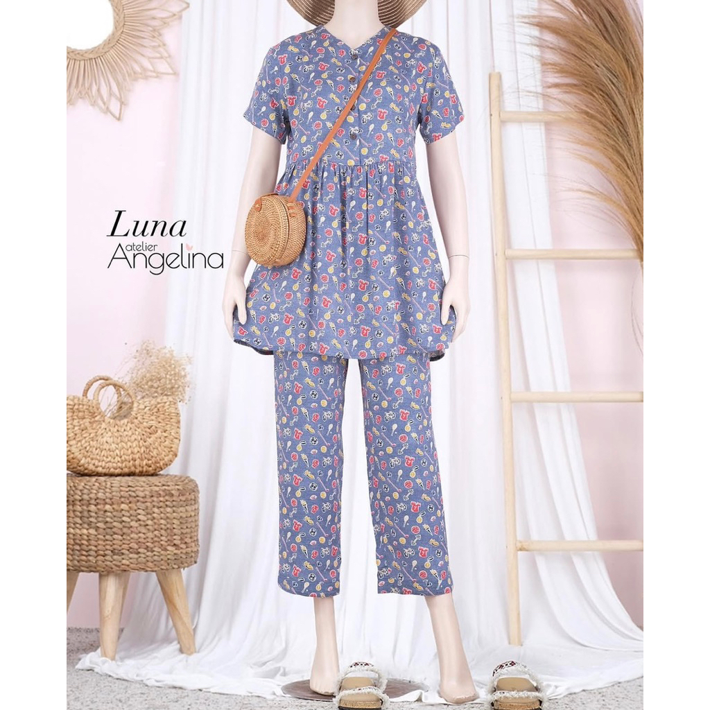 [SIAP KIRIM] LUNA PAJAMAS SPORT ORNAMENT JEANS SIZE XL BY ATELIER ANGELINA