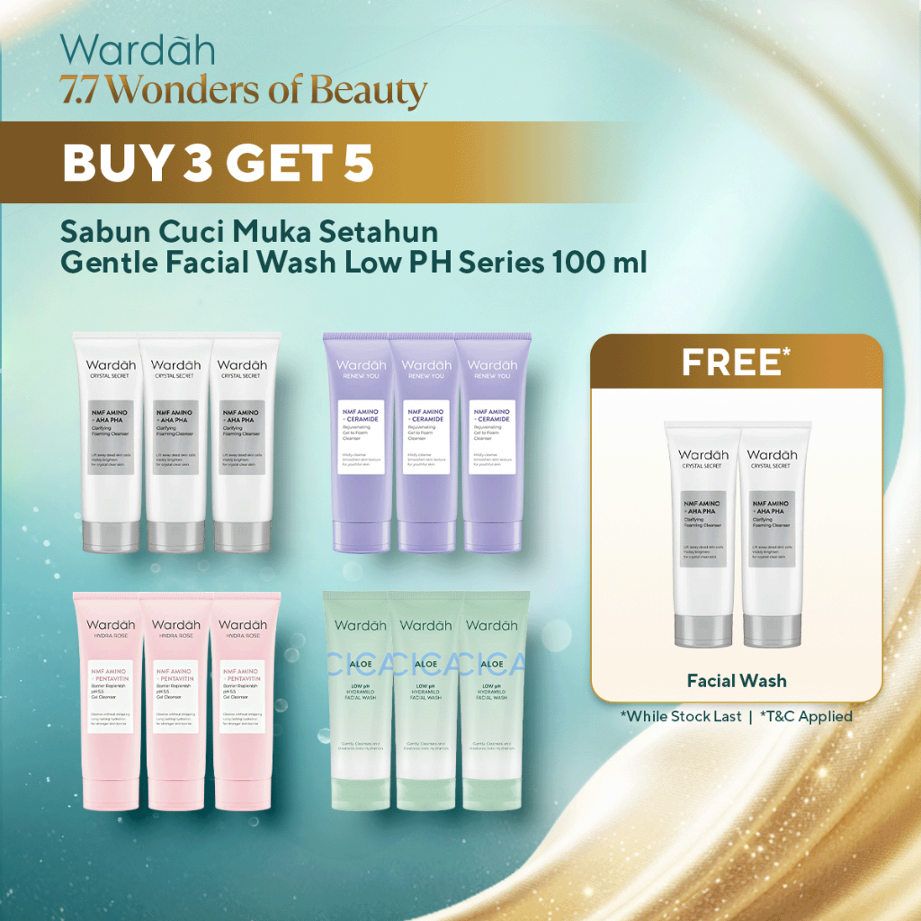 Wardah Face Wash Gentle Series 100 ml Sabun Cuci Muka Setahun 100rb-an Buy 3 Get 5 (NMF Amino Crysta
