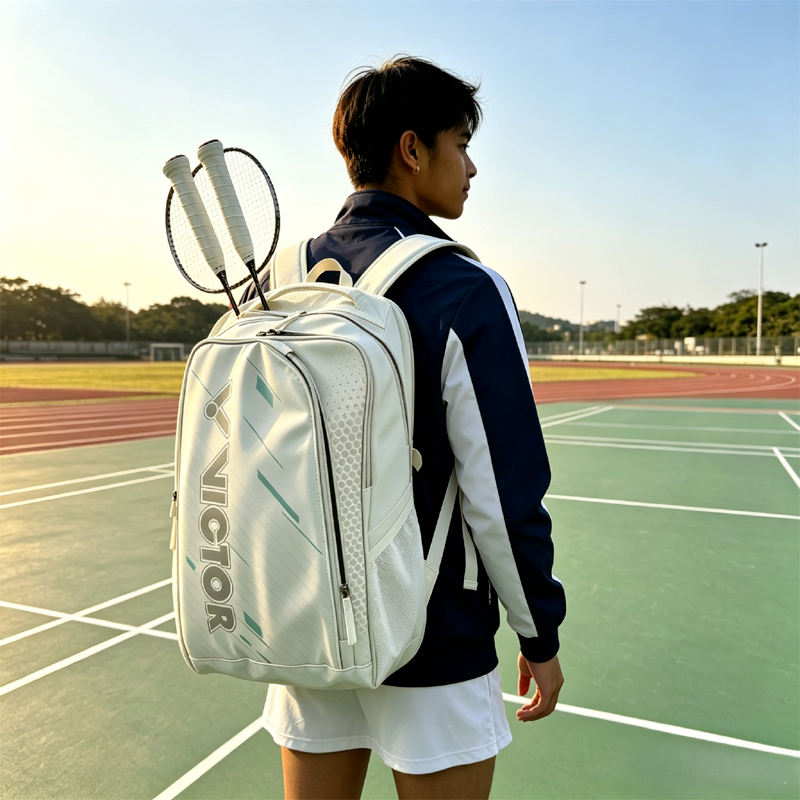 Tas Ransel Badminton VICTOR BR7009 Warna Putih Tempat Raket & Sepatu Terpisah Tas Olahraga Multifung