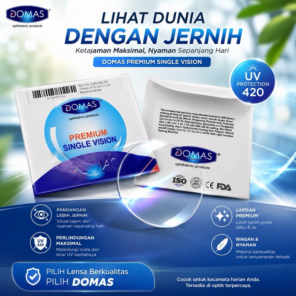 Lensa kacamata Domas Blueray perlindungan sinar biru
