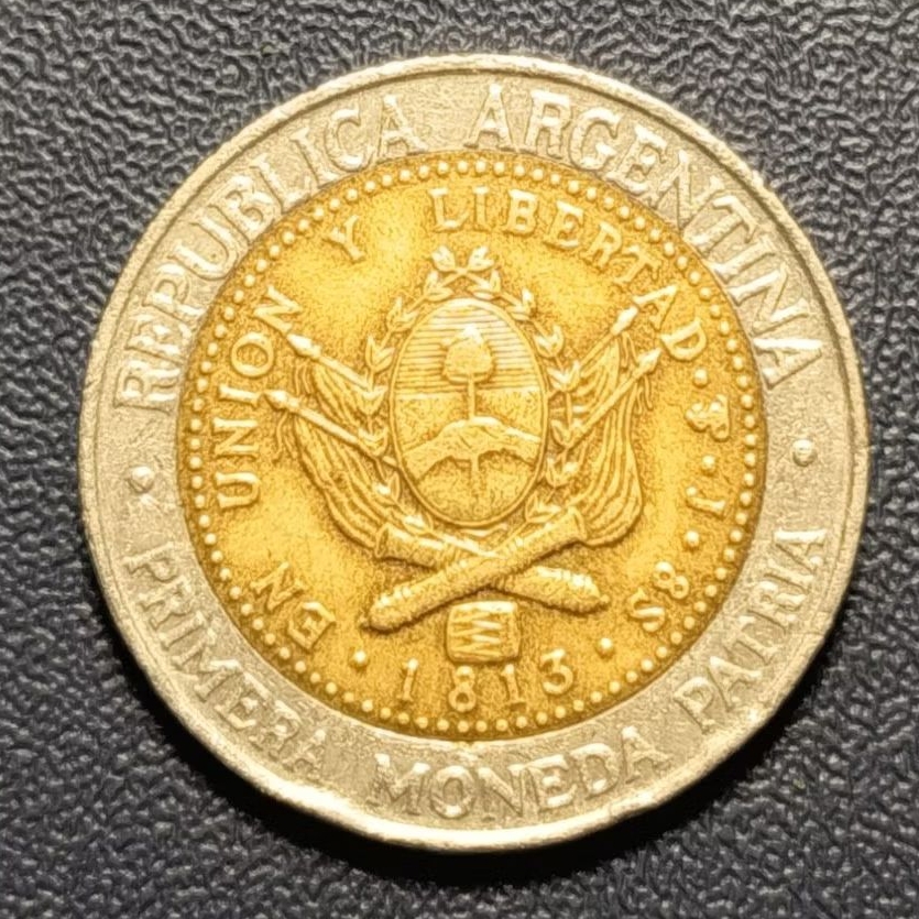 Koleksi Koin Asing Bimetal Argentina Un peso