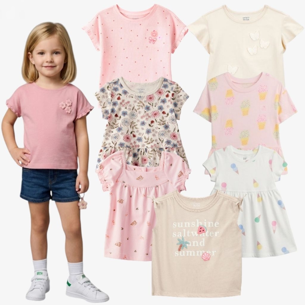 Kaos anak perempuan premium motif bunga motif leopard