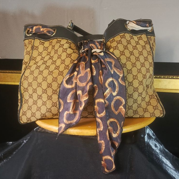 Gucci GG Canvas Drawstring Tote/Shoulder Bag ori 2018