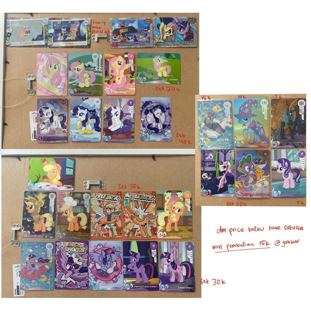 fluttershy applejack twilight rarity mlp kayou kartu card