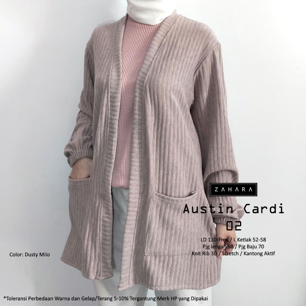 Austin Cardigan Wanita Bahan Rib Knit 3D Original Brand ZAHARA - SmallStepsFashion