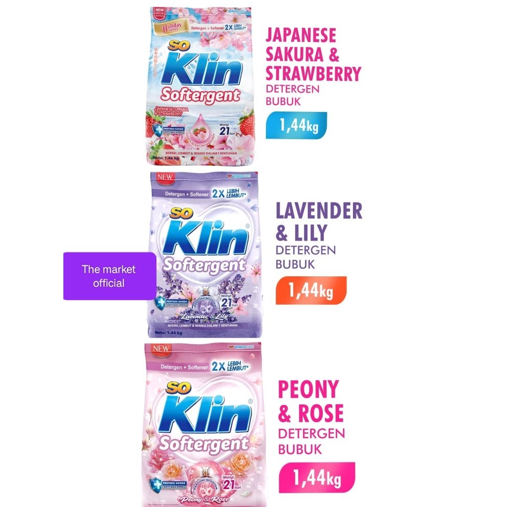 soklin softergent 1,44kg / soklin detergent bubuk