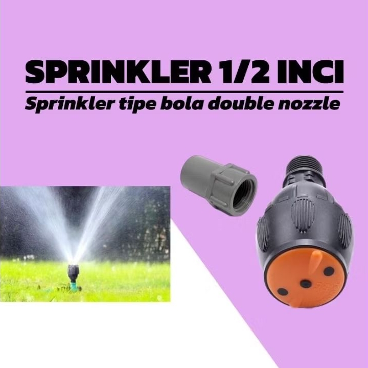 Sprinkler 1/2 Inchi Sprinkler Irigasi Kebun Taman Pertanian Tipe Bola Berputar 360 Derajat