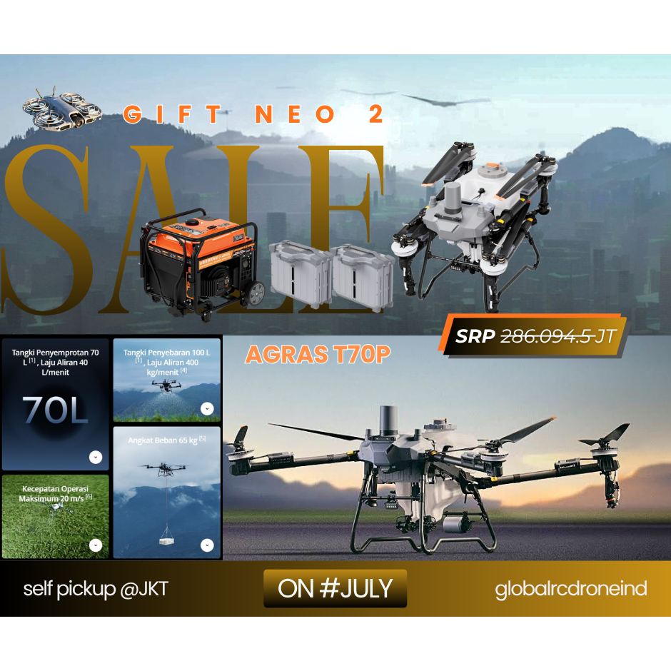 DJI Agras T70P Combo Generator Drone Penyemprotan Pertanian Perkebunan