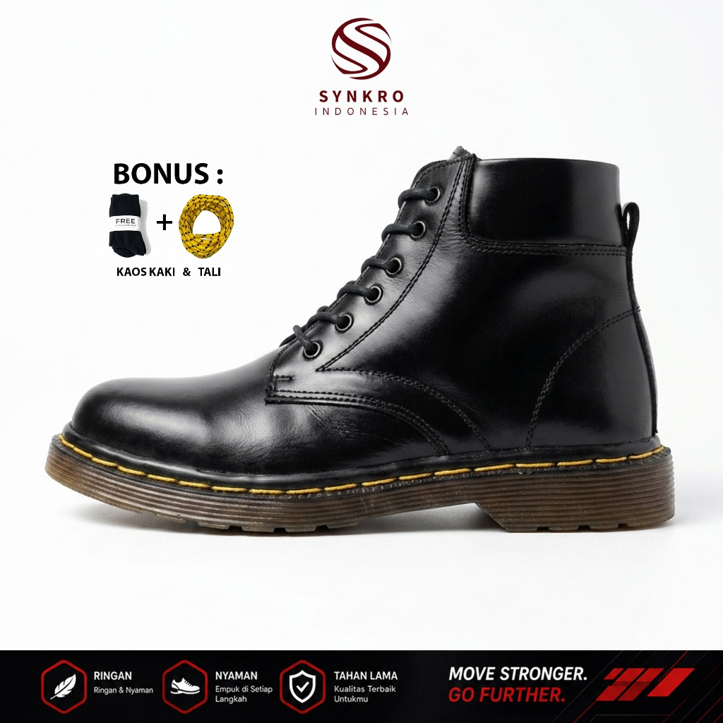 [SALE] 38-44 Synkro Gate - Sepatu Boots Pria Kulit Asli