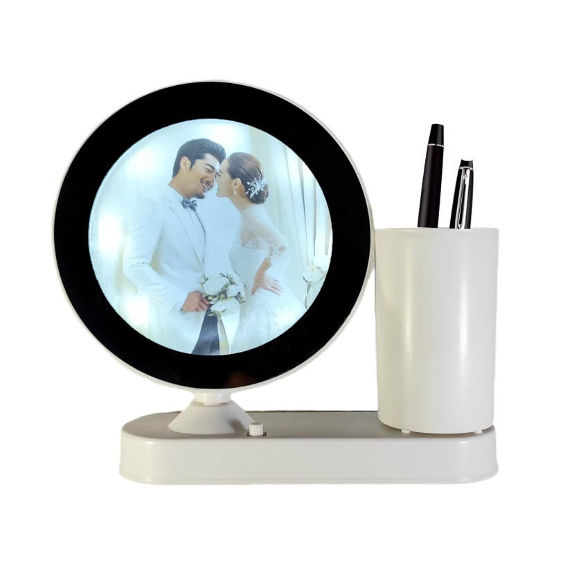 Cermin Ajaib Dengan Frame Foto Diameter 20cm / Kado Cermin Magic Hadiah Wisuda Pernikahan