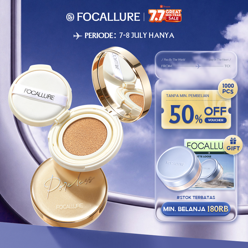 FOCALLURE Poreless BB Cushion Foundation Full Coverage #GoldenAge