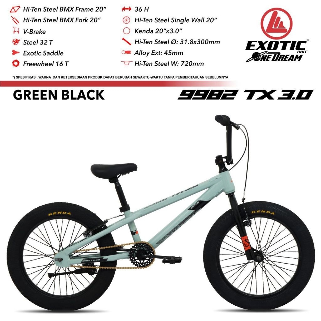 SEPEDA BMX 20 inch EXOTIC ET - 9982 TX Ban 3.0 BY Pacific