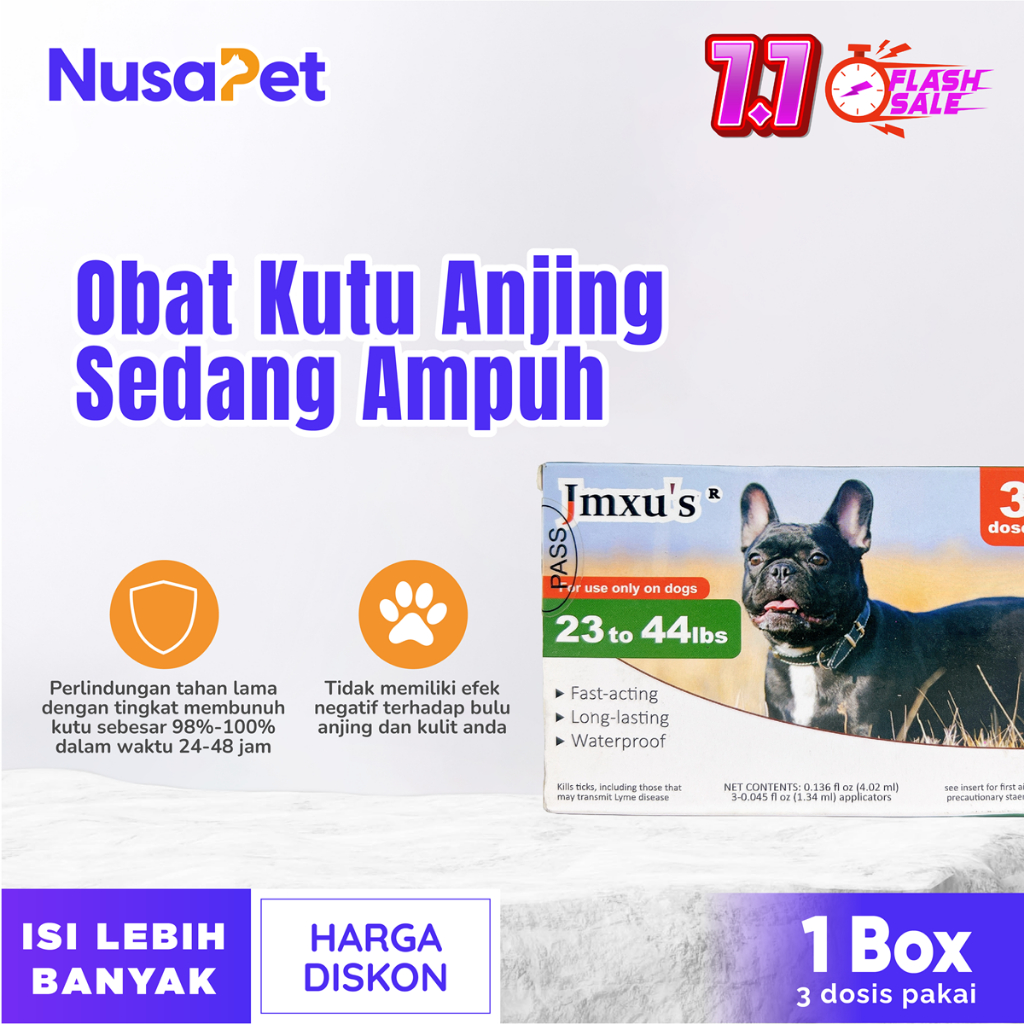 Obat Kutu Anjing Sedang – Obat Kutu Anjing Asli – Obat Tetes Kutu Anjing Ampuh - 3 Dosis Pakai