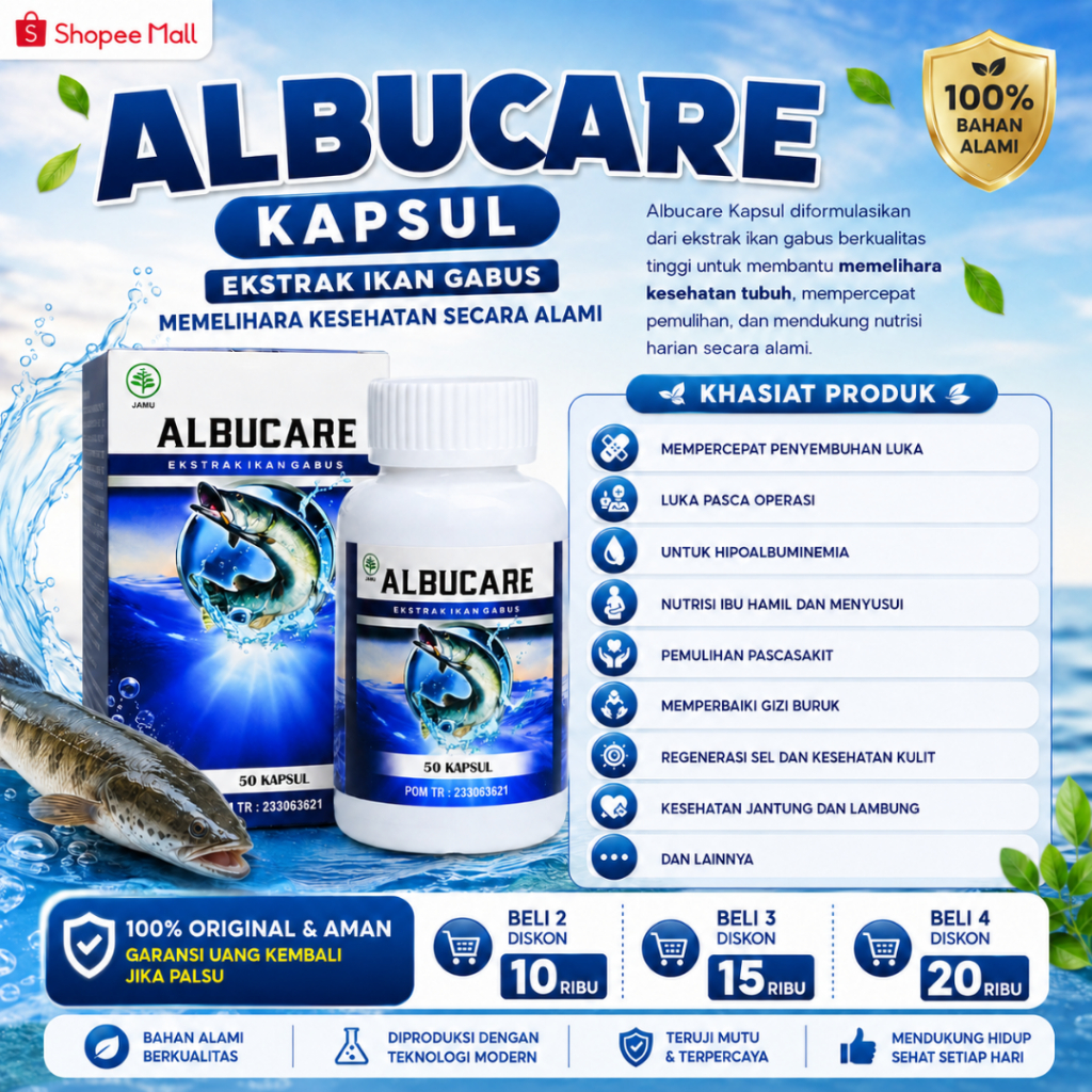 ALBUCARE Kapsul Ikan Gabus - Obat Patah Tulang Tulang Retak Tulang Memar Tulang Linu Tulang Kropos T