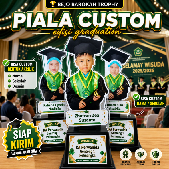Piala Akrilik Custom / Piala Wisuda Custom / Piala Wisuda Anak / Piala Custom Anak