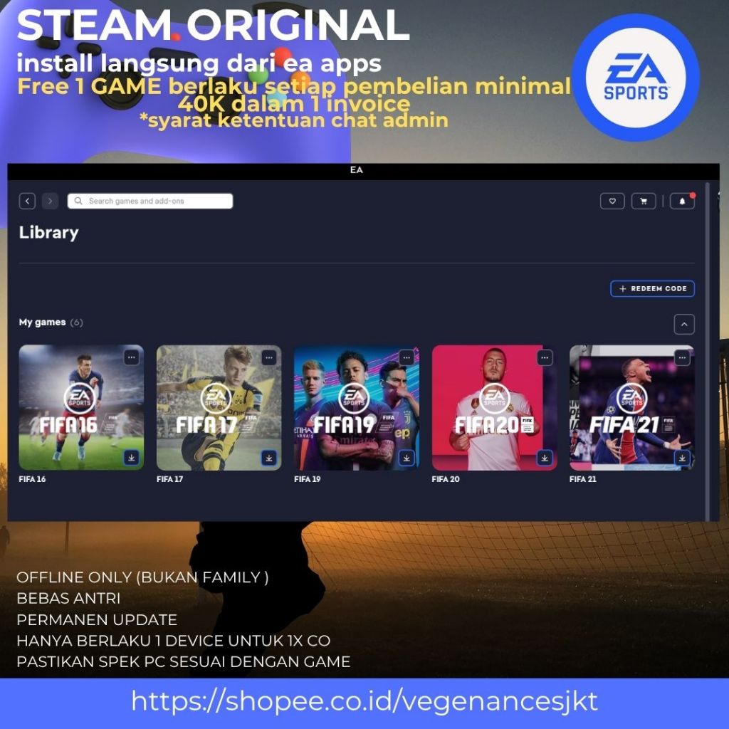 FIFA 16 , 17 , 19 , 20, 21 PC Original BUNDLING Game