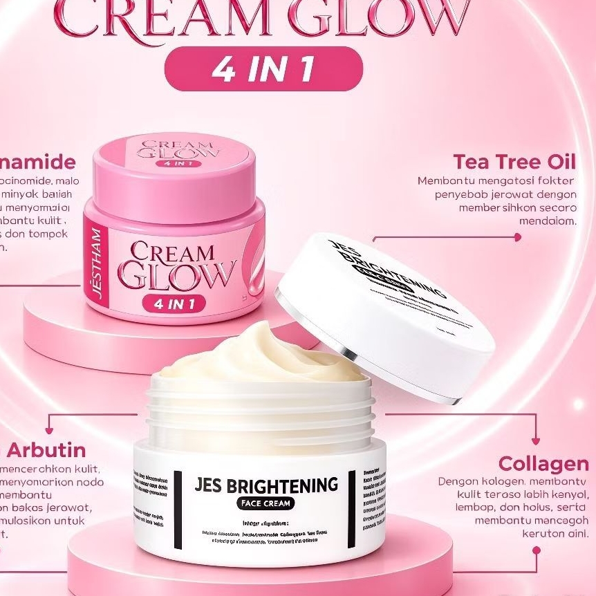 Jestham cream glow 4 in 1 dan face cream jes ori bpom