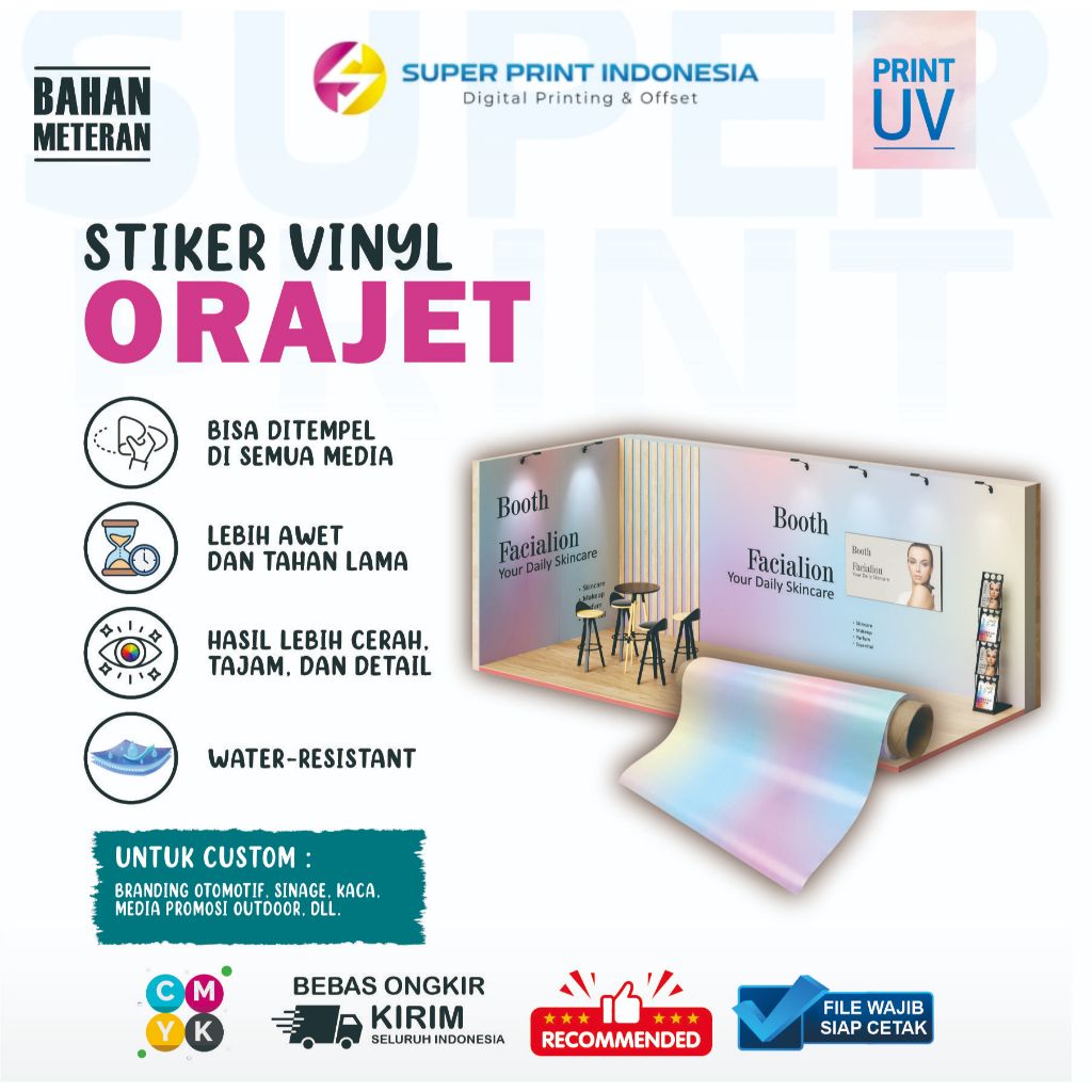 Cetak Stiker Orajet / Glossy - Matte - Transparant / Print Uv Meteran