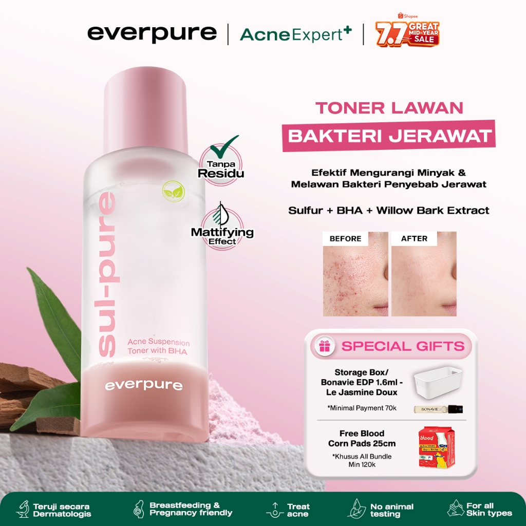 EVERPURE  Sulpure Acne Suspension Toner with BHA - Toner Kulit Wajah Berjerawat Tanpa Residu Dengan 
