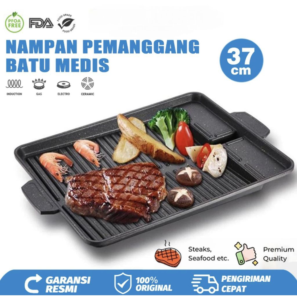 Grill Pan BBQ Kotak / Alat Bakaran BBQ Teflon Kotak Anti lengket BMW/ Teflon Grill Bakaran Kotak BBQ