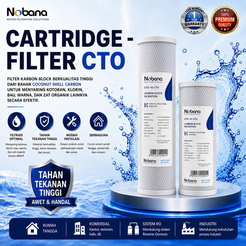 [NOBANA] Refil CTO Filter untuk mesin RO-C6A 1200GPD & Mesin RO-8A 100GPD
