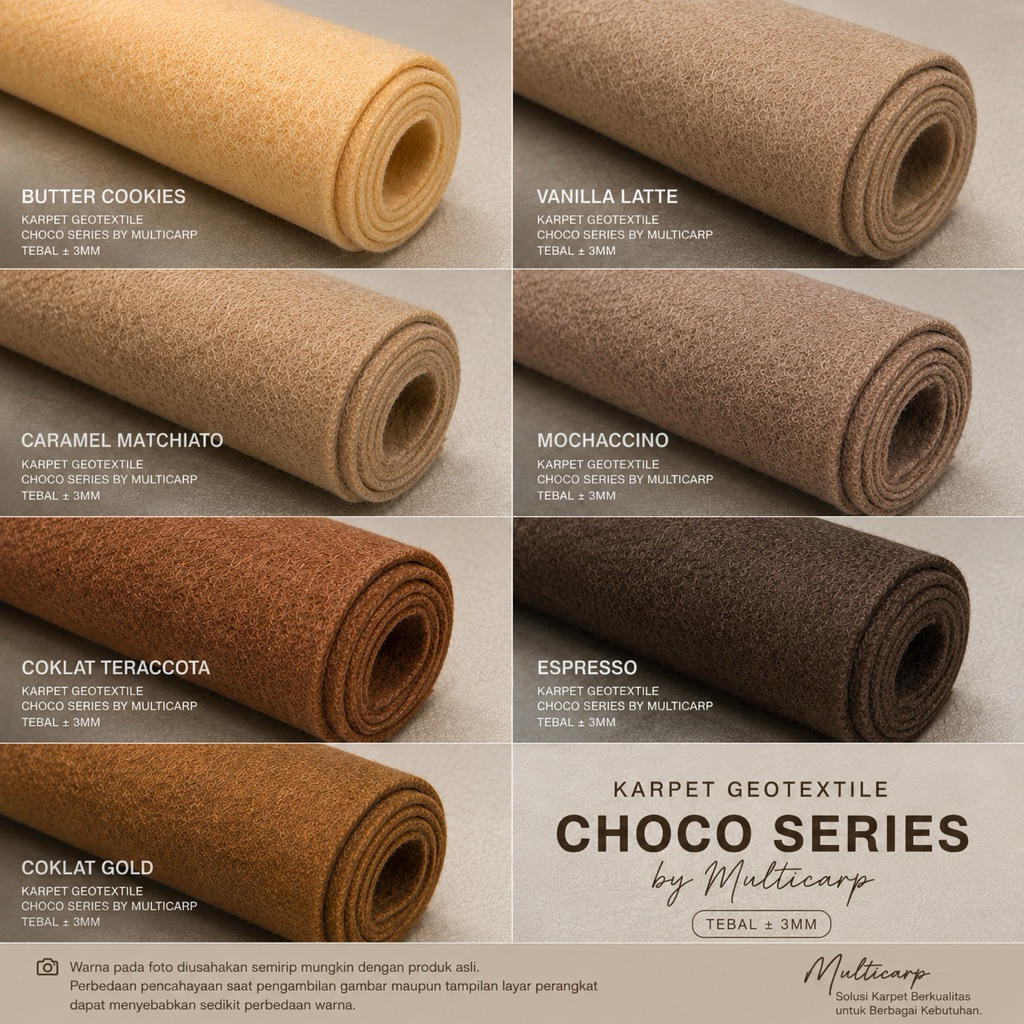 Karpet Geotextile Warna Choco Series 100x200CM | Karpet Bludru Multifungsi