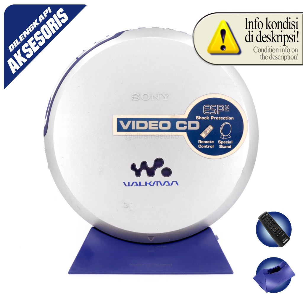 Pemutar Video CD Portable - SONY CD WALKMAN D-VE45 - Audio/Video CD Player Discman didukung Anti-Sho