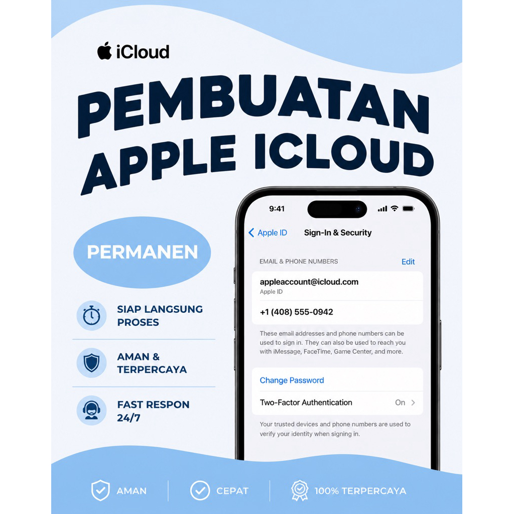 Pembuatan Akun Apple id/Icloud Permanen Terima Beres