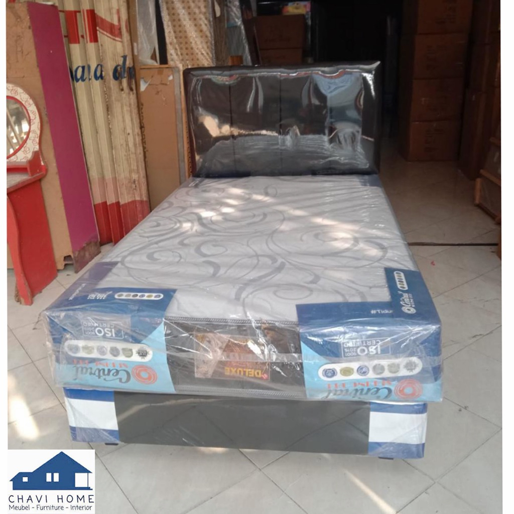 Kasur springbed central deluxe spring bed set ukuran 160x200 lengkap divan sandaran