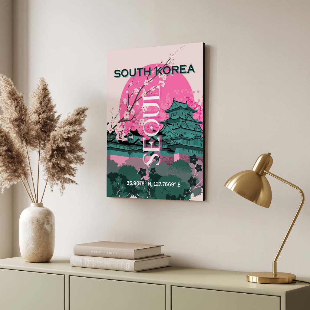 Poster Seoul Korea Selatan Retro Pajangan Bingkai Kayu Home Decor
