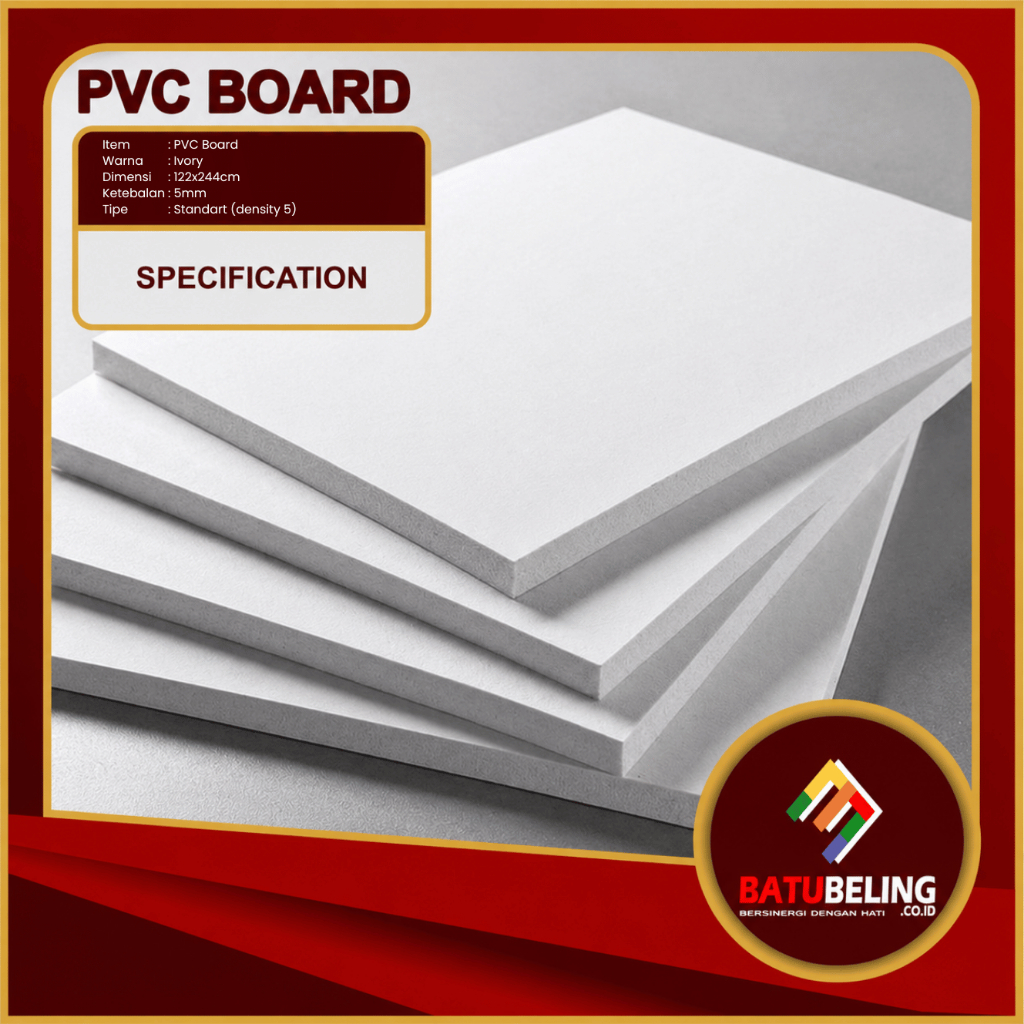 PVC Board Putih 5mm Ukuran 122 x 244 cm Lembaran Triplek Kedap Air Standart Termurah